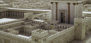 Der Tempel des Solomo, später Herodes (hier ein Modell) war zwischen 185 und 200 Meter lang und ein Stadion breit - eine regelrechte Stadt in der Stadt.